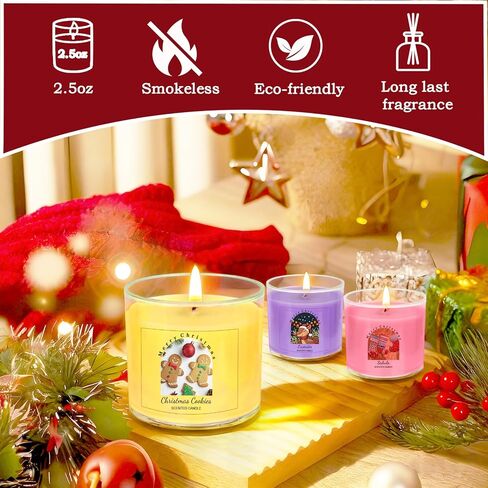 Christmas Candles for Women 12 Pack Candles for Home Scented Winter Holiday 240Hours Small Natural Soy Wax Candle Bulk Mini Candle Gift Set for Men Women Holiday Christmas New Year Winter Décor in Saudi Arabia