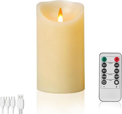 Rechargeable Flameless Candle, Realistic 3D Flickering Warm Flame, LED Candle with Remote Control & Timer for Holiday, Wedding, Patio and Home Decoration in Saudi Arabia