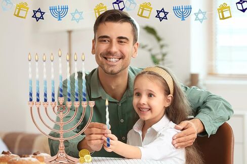 شركة Dreidel Deluxe الملتوية الحلزونية 45 شموع منورة باللونين الأزرق والأبيض متدرجة هانوكا لكل 8 ليالي من وقت حرق شانوكا لمدة ساعة واحدة in Kuwait