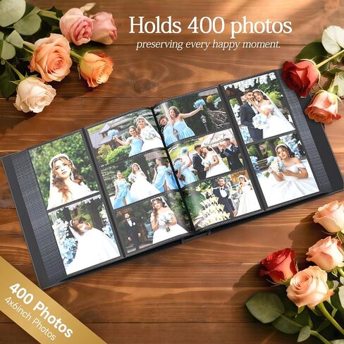 Barsone Linen Wedding Photo Album 4x6 with 400 Pockets(Large Capacity Customizable Memory Book, Custom Engraved Cover, Bridal Photo Album for Engagement, Gifts & Memory Keepsake) in Kuwait