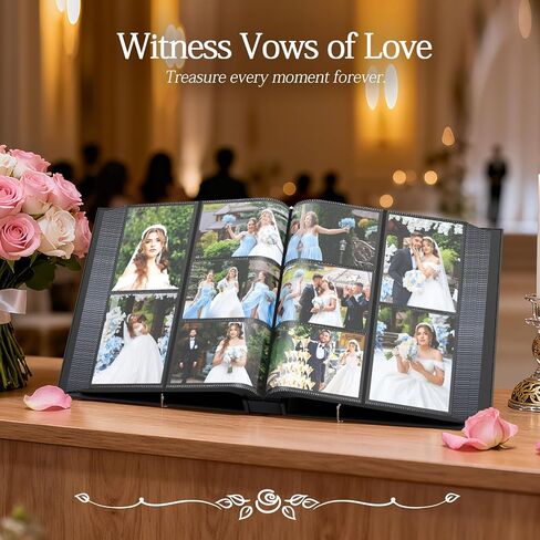 Barsone Linen Wedding Photo Album 4x6 with 400 Pockets(Large Capacity Customizable Memory Book, Custom Engraved Cover, Bridal Photo Album for Engagement, Gifts & Memory Keepsake) in Kuwait