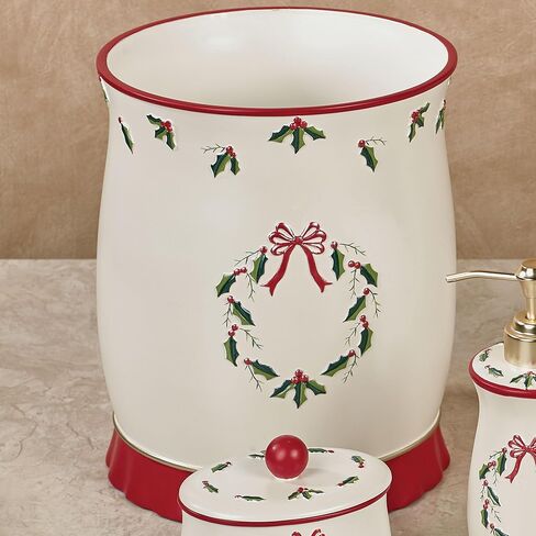 Touch of Class Holly Wreath Wastebasket Eggshell in Kuwait