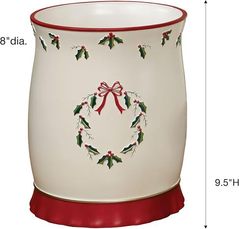 Touch of Class Holly Wreath Wastebasket Eggshell in Kuwait