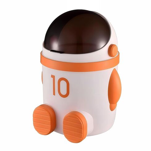 Sylfaen Astronaut Trash Can Wastebasket, 12 Liter / 3.2 Gallon Bathroom Garbage Can with Lid, Garbage Can for Kids, Cute Trash Can for Bedroom, Kids Room, Bathroom, Living Room (Khaki) in Saudi Arabia