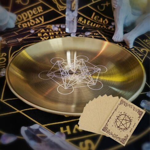 Stainless Steel Bowls Candle Holder, Astrology Tarot Plate Ritual Burning Candle Holder with Altar Card, Metatron in Saudi Arabia