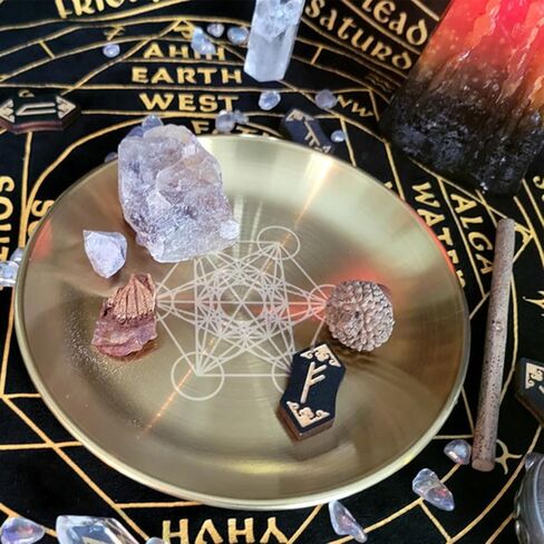 Stainless Steel Bowls Candle Holder, Astrology Tarot Plate Ritual Burning Candle Holder with Altar Card, Metatron in Saudi Arabia