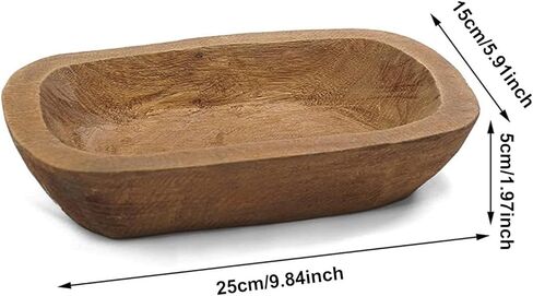 Fenteer Bowl for Candle Decorative Wooden 9.8 x 5.9 inch Farmhouse Storage Tray Rustic for DIY Dining Room Crafts Kitchen Decor in Saudi Arabia