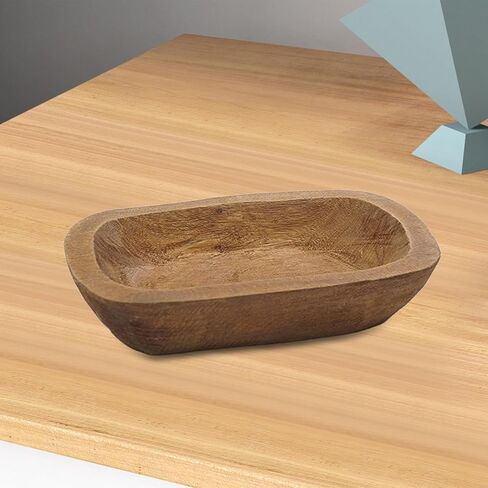 Fenteer Bowl for Candle Decorative Wooden 9.8 x 5.9 inch Farmhouse Storage Tray Rustic for DIY Dining Room Crafts Kitchen Decor in Saudi Arabia