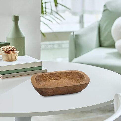 Fenteer Bowl for Candle Decorative Wooden 9.8 x 5.9 inch Farmhouse Storage Tray Rustic for DIY Dining Room Crafts Kitchen Decor in Saudi Arabia