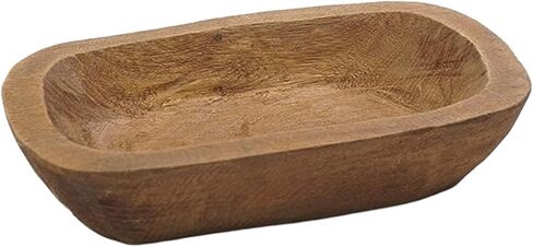 Fenteer Bowl for Candle Decorative Wooden 9.8 x 5.9 inch Farmhouse Storage Tray Rustic for DIY Dining Room Crafts Kitchen Decor in Saudi Arabia