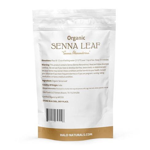Halo Naturals Organic Senna Leaf Cut & Sifted (Senna alexandrina) USDA Certified | Resealable Pouch| Packaged in The USA (4 Ounces (Pack of 1)) in Saudi Arabia