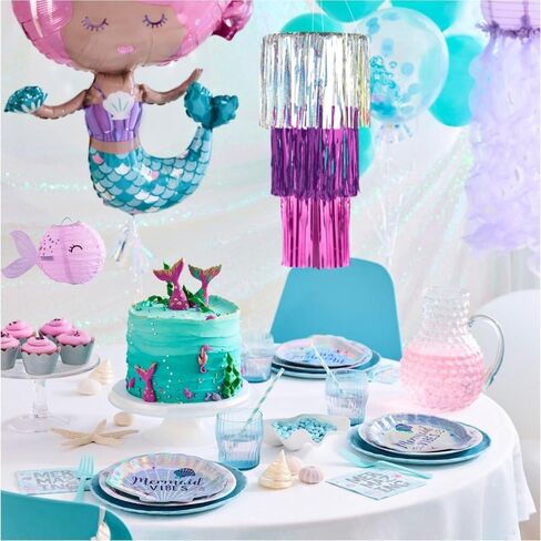 Dazzling Sparkle Fringe Chandelier Decoration - 12" - Foil Tinsel Delight in Silver, Purple & Pink Colors - Perfect for Candy Buffets & Exclusive Dinner Tables (1 Pc.) in Saudi Arabia