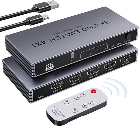 HDMI Switch 5 in 1 Out 8K UHD HDMI Switcher Splitter, 8K@60Hz/4K@120Hz HDMI Switch Box Hub with IR Remote 5 Port HDMI Switcher Selector Support 3D CEC HDR HDCP2.3 for PS5/4/3 Xbox TV Fire Stick in Saudi Arabia
