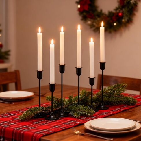 Gold Hurricane Candle Holders Set of 6, Tall Metal & Windproof Glass Taper Candle Holders, Outdoor/Indoor Table Centerpieces for Weddings, Christmas, Parties, Fireplace Decor in Saudi Arabia