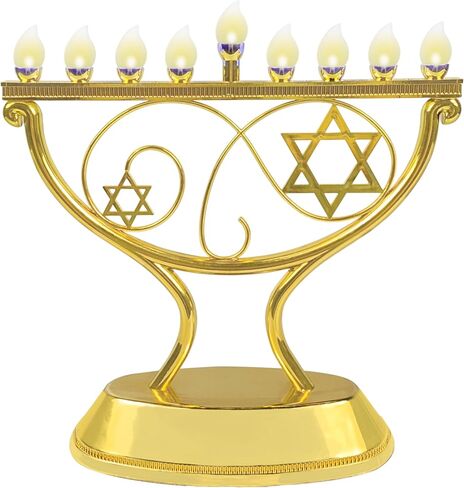 Ner Mitzvah LED الكهربائية Hanukkah Menorah، LED التقليدية غريب الأطوار Channukah Menorah الكهربائية، تعمل بالبطارية أو USB وسلك متضمن، فضي in Saudi Arabia