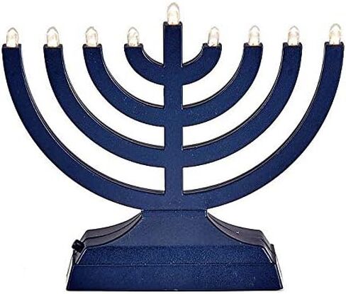 Rite Lite Go Menorah Mini Metallic Electric Menorah - LED Battery/USB Powered Chanukah Menorah Jewish Holiday - Office Car Home Decorations Judaica Hanukkah Gifts, Push Button Multi Light - Blue in Saudi Arabia