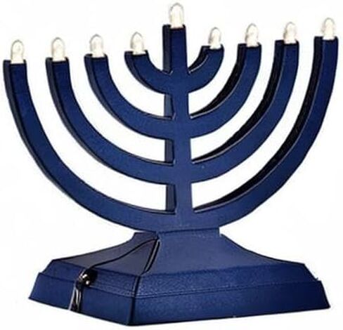Rite Lite Go Menorah Mini Metallic Electric Menorah - LED Battery/USB Powered Chanukah Menorah Jewish Holiday - Office Car Home Decorations Judaica Hanukkah Gifts, Push Button Multi Light - Blue in Saudi Arabia