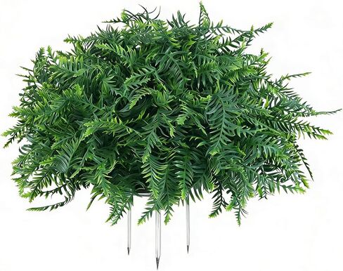 QIANYUN نبات السرخس الفارسي الاصطناعي في الهواء الطلق - نبات السرخس الصناعي مقاس 20 بوصة لديكور الحديقة والحديقة، لهجة المناظر الطبيعية ذات الأوراق الخضراء المقاومة للأشعة فوق البنفسجية مع حصة معدنية للفناء أو الفناء (1، أخضر) in Kuwait