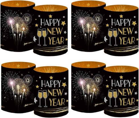 8Pcs Happy New Year Candle Holders Wraps for Tealight,Votive,Lamp,Candles White Lamp Shade for Home Party Decorations in Saudi Arabia
