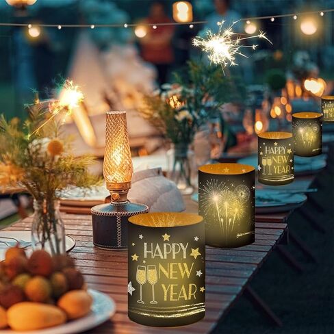 8Pcs Happy New Year Candle Holders Wraps for Tealight,Votive,Lamp,Candles White Lamp Shade for Home Party Decorations in Saudi Arabia
