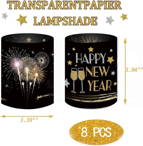 8Pcs Happy New Year Candle Holders Wraps for Tealight,Votive,Lamp,Candles White Lamp Shade for Home Party Decorations in Saudi Arabia