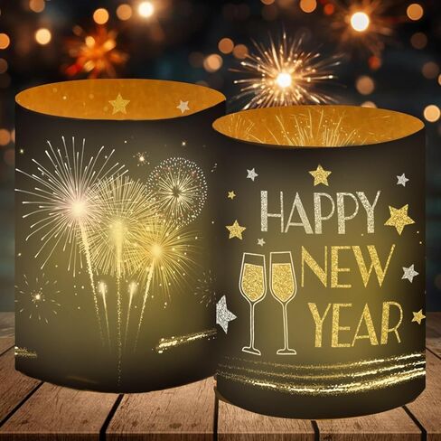 8Pcs Happy New Year Candle Holders Wraps for Tealight,Votive,Lamp,Candles White Lamp Shade for Home Party Decorations in Saudi Arabia