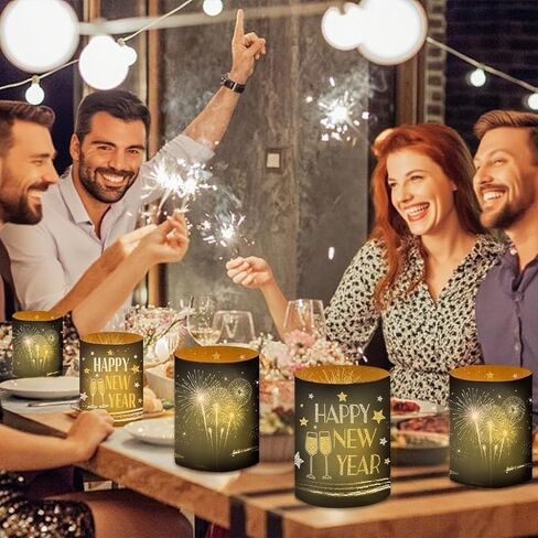 8Pcs Happy New Year Candle Holders Wraps for Tealight,Votive,Lamp,Candles White Lamp Shade for Home Party Decorations in Saudi Arabia
