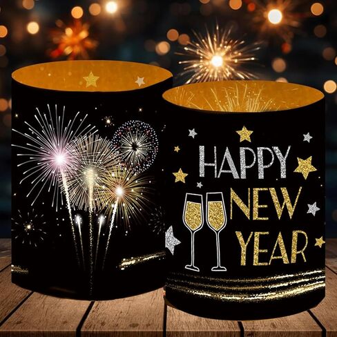 8Pcs Happy New Year Candle Holders Wraps for Tealight,Votive,Lamp,Candles White Lamp Shade for Home Party Decorations in Saudi Arabia