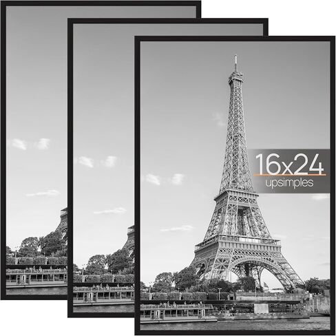 إطار صور upsimples مقاس 12 × 16 أسود مكون من 3 قطع، إطارات ملصقات مقاومة للخدش مقاس 12 × 16 لمعرض الصور - شرائط منزلقة، تثبيت على الحائط أفقيًا أو رأسيًا in Kuwait