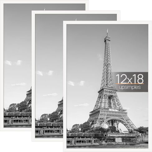 إطار صور upsimples مقاس 12 × 16 أسود مكون من 3 قطع، إطارات ملصقات مقاومة للخدش مقاس 12 × 16 لمعرض الصور - شرائط منزلقة، تثبيت على الحائط أفقيًا أو رأسيًا in Kuwait