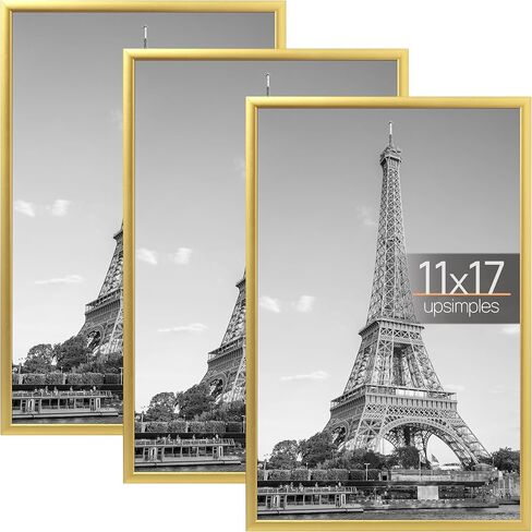 إطار صور upsimples مقاس 12 × 16 أسود مكون من 3 قطع، إطارات ملصقات مقاومة للخدش مقاس 12 × 16 لمعرض الصور - شرائط منزلقة، تثبيت على الحائط أفقيًا أو رأسيًا in Kuwait
