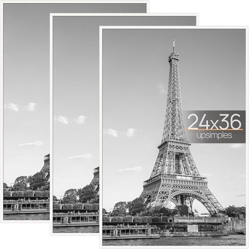 إطار صور upsimples مقاس 12 × 16 أسود مكون من 3 قطع، إطارات ملصقات مقاومة للخدش مقاس 12 × 16 لمعرض الصور - شرائط منزلقة، تثبيت على الحائط أفقيًا أو رأسيًا in Kuwait