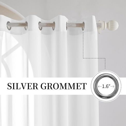 ستائر شبه شفافة طويلة جدًا مقاس 132 بوصة، ومرشحة لضوء السقف العالي بحلقتين، ستائر نوافذ طويلة لغرفة المعيشة، لوحة واحدة مقاس 52 × 132 أبيض in Kuwait