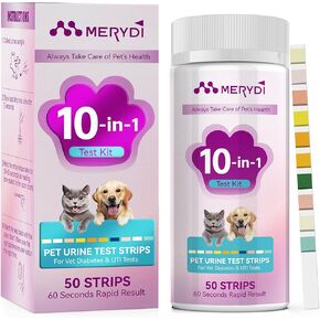 Dog & Cat Urine Test Strips, 10 Way Pet Urinalysis Testing Kit for Ketone, Glucose, pH and Nitrite, Reagent Strips in Saudi Arabia
