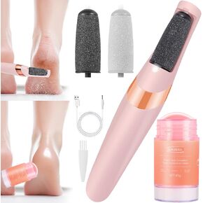 مبرد كهربائي للقدم مع كريم اليوريا، مزيل مسامير القدم قابل لإعادة الشحن، علاج ترطيب برائحة الخوخ، عصا محمولة للكعب المتشقق للأقدام الجافة والمتشققة، وردي وذهبي وردي in Kuwait