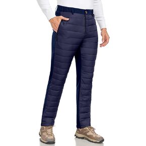 Little Donkey Andy Men's Puffer Pants Winter Warm Fleece Lined Quilted Insulation Snow Ski Pants, Black S in Kuwait