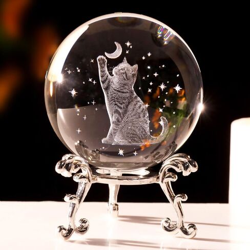 Cat Lover Gifts for Women 3D Cat Crystal Ball Themed Gift Mom Birthday Kitty Laddy Gift for Christmas Mothers Day in Saudi Arabia