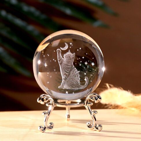 Cat Lover Gifts for Women 3D Cat Crystal Ball Themed Gift Mom Birthday Kitty Laddy Gift for Christmas Mothers Day in Saudi Arabia