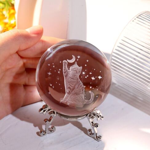 Cat Lover Gifts for Women 3D Cat Crystal Ball Themed Gift Mom Birthday Kitty Laddy Gift for Christmas Mothers Day in Saudi Arabia