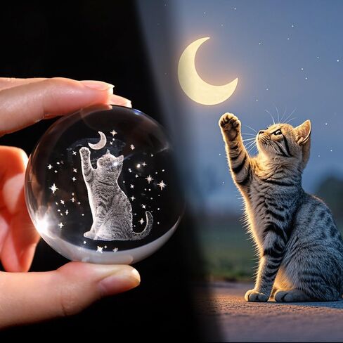 Cat Lover Gifts for Women 3D Cat Crystal Ball Themed Gift Mom Birthday Kitty Laddy Gift for Christmas Mothers Day in Saudi Arabia
