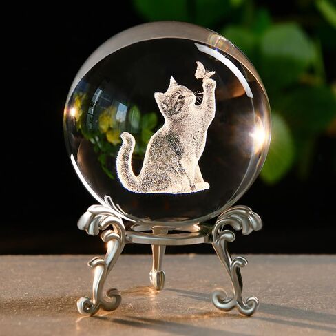Cat Lover Gifts for Women 3D Cat Crystal Ball Themed Gift Mom Birthday Kitty Laddy Gift for Christmas Mothers Day in Saudi Arabia