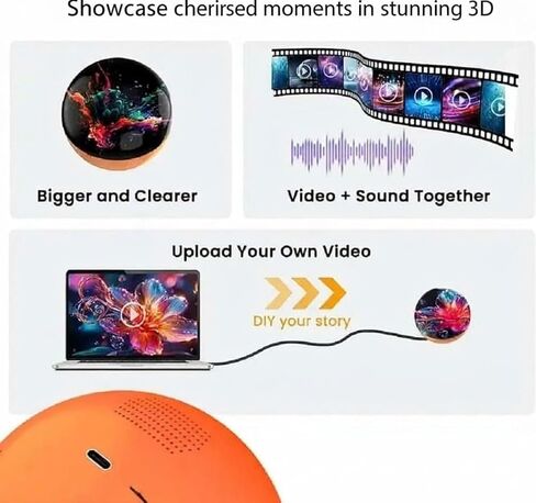 2025 3D Memory Orb: كرة بلورية LED بالموجات فوق الصوتية المخصصة لتحميل الصور ومقاطع الفيديو | هدايا فريدة للذكرى السنوية وأعياد الميلاد وعيد الميلاد (أبيض) in Kuwait