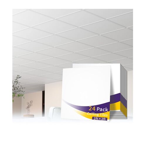 بلاط سقف أبيض مقاس 2 × 4 أقدام، مقاس 24 × 48 بوصة، 6 قطع من ألواح السقف البلاستيكية المقاومة للماء وقابلة لإعادة الاستخدام، مثالية لغرفة النوم وغرفة المعيشة والحمام والطابق السفلي وغطاء مساحة تجارية 48 قدم مربع in Saudi Arabia