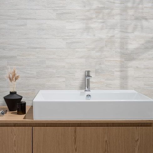 AULIGET 3" x 6" Subway Tile Peel and Stick Backsplash, Thick PVC Stick on Wall Tiles (100, Beige Slate) in Saudi Arabia