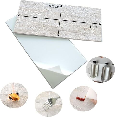 AULIGET 3" x 6" Subway Tile Peel and Stick Backsplash, Thick PVC Stick on Wall Tiles (100, Beige Slate) in Saudi Arabia