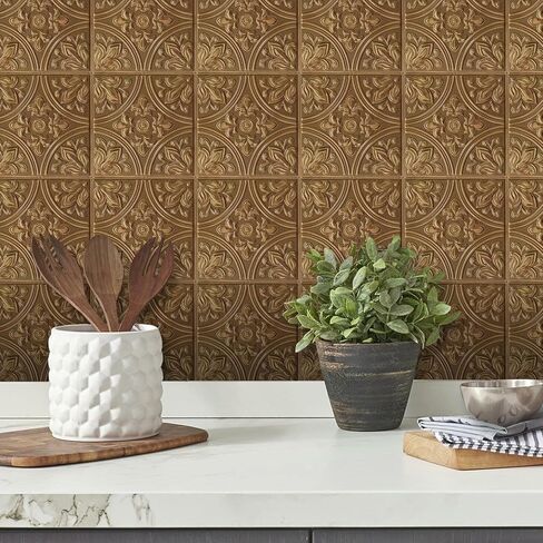 RoomMates TIL4873FLT StickTiles النحاس القصدير قشر ولصق بلاط باكسبلاش in Kuwait