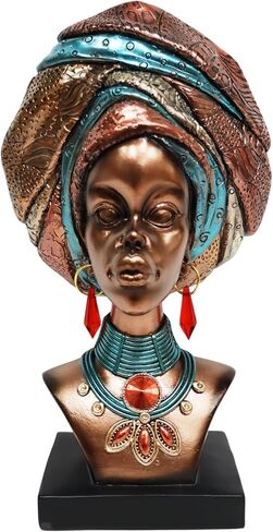 African Art Statue Sculpture - 12" African Statues for Home Decor - Lady Bust Figurines for Living Room, Shelf & Tabletop - African Decor Accents Gift for Housewarming, Birthday in Kuwait