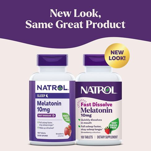 Natrol Melatonin 10mg Fast Dissolve Tablets - Strawberry Flavor, 100 Count, Sleep Support, Fast Dissolve Melatonin for Adults, 100-Day Supply in Saudi Arabia