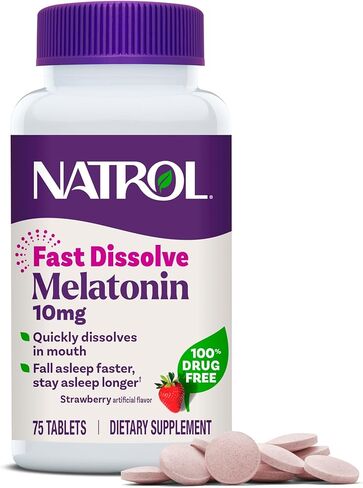 Natrol Melatonin 10mg Fast Dissolve Tablets - Strawberry Flavor, 100 Count, Sleep Support, Fast Dissolve Melatonin for Adults, 100-Day Supply in Saudi Arabia