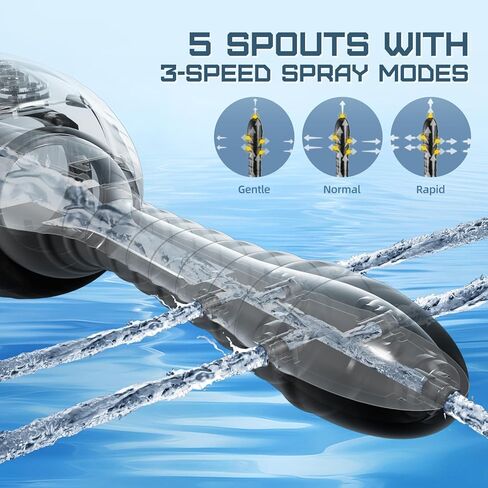 حقنة شرجية دوارة أوتوماتيكية - 20 أوقية دوش للرجال والنساء تنظيف عميق 360 درجة 5 فوهات مع 3 سرعات دوران ورذاذ، مجموعة حقنة شرجية كهربائية مضادة للتدفق العكسي للتحكم عن بعد من السيليكون in Kuwait